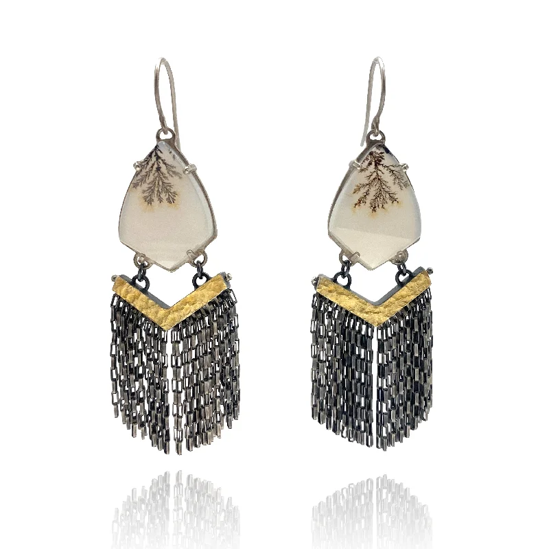 Dendritic Agate Fringe Earrings