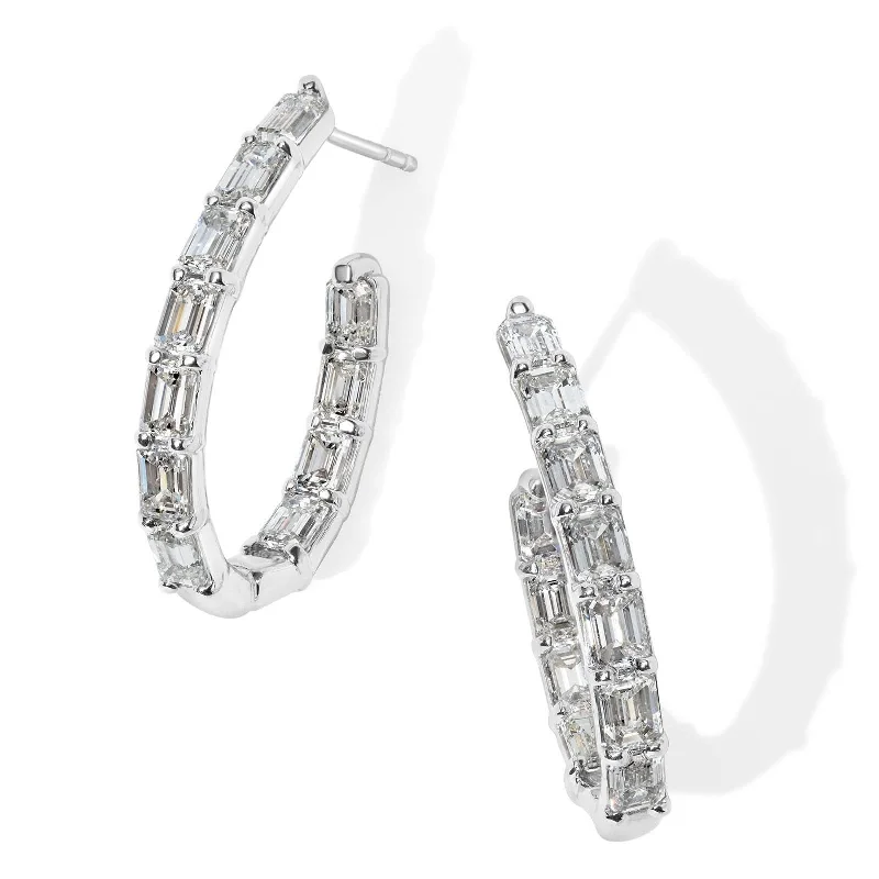 JB Star Emerald Cut Hoop Earrings