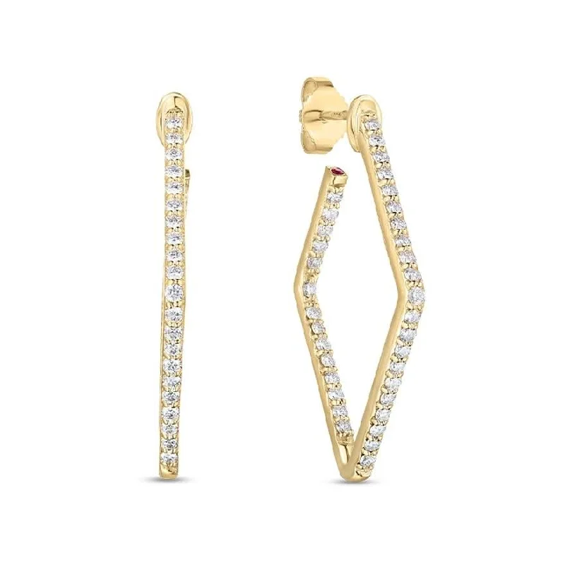 ROBERTO COIN Small Square Diamond Hoops