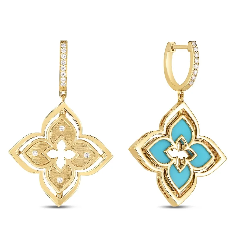 ROBERTO COIN Venetian Princess Pirouette Turquoise & Diamond Earrings