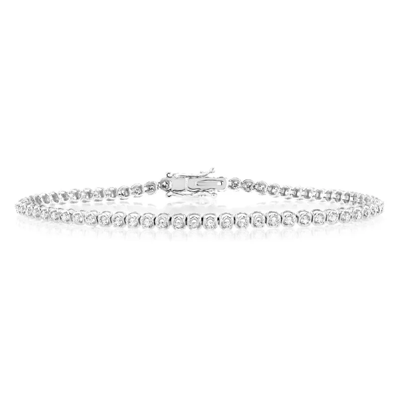 Luminesce Lab Grown 1 Carat Diamond Tennis Bracelet in Sterling Silver
